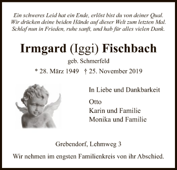 Traueranzeige von Irmgard Fischbach von Eschwege