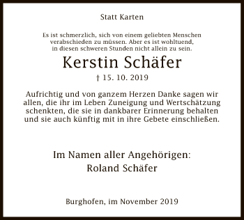 Traueranzeige von Kerstin Schäfer von Eschwege