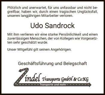 Traueranzeige von Udo Sandrock von Eschwege