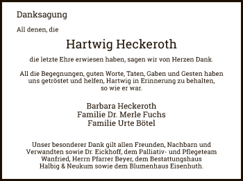 Traueranzeige von Hartwig Heckeroth von Eschwege