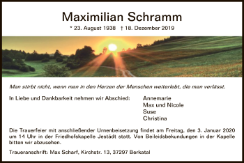 Traueranzeige von Maximilian Schramm von Eschwege