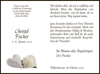 Traueranzeige von Christel Fischer von Eschwege