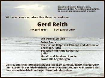 Traueranzeige von Gerd Reith von Eschwege