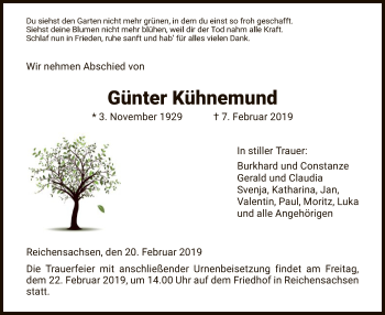 Traueranzeige von Günter Kühnemund von Eschwege