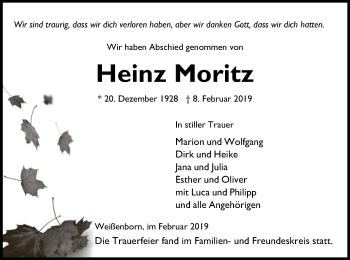 Traueranzeige von Heinz Moritz von Eschwege