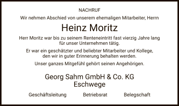 Traueranzeige von Heinz Moritz von Eschwege