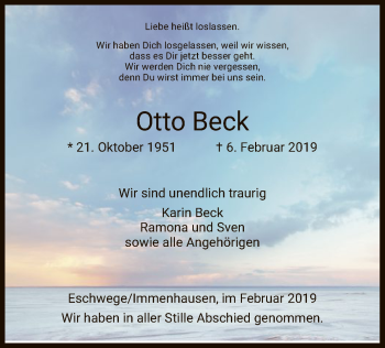 Traueranzeige von Otto Beck von Eschwege