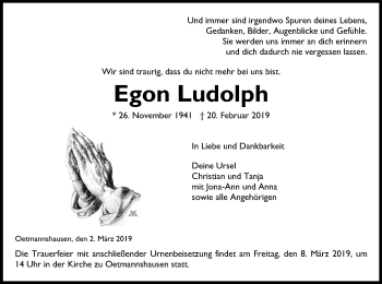 Traueranzeige von Egon Ludolph von Eschwege