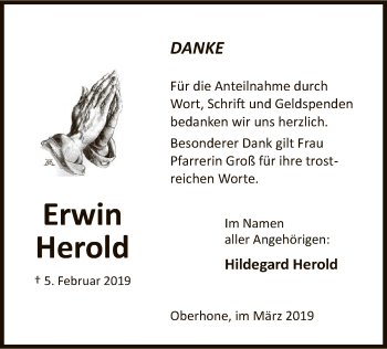 Traueranzeige von Erwin Herold von Eschwege