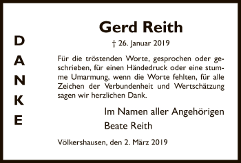 Traueranzeige von Gerd Reith von Eschwege