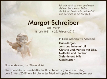 Traueranzeige von Margot Schreiber von Eschwege