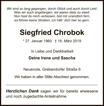 Traueranzeige von Siegfried Chrobok von Eschwege