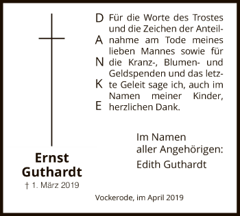 Traueranzeige von Ernst Guthardt von Eschwege