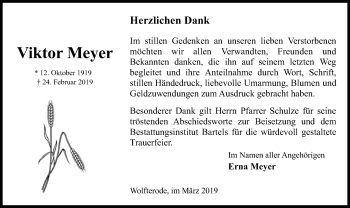 Traueranzeige von Viktor Meyer von Eschwege