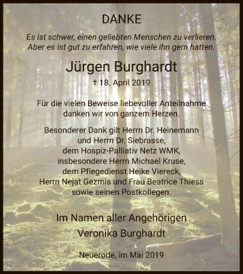 Traueranzeige von Jürgen Burghardt von Eschwege