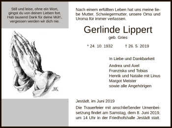 Traueranzeige von Gerlinde Lippert von Eschwege