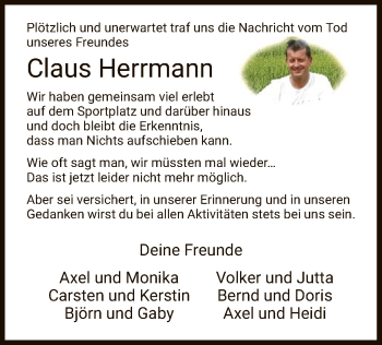 Traueranzeige von Claus Herrmann von Eschwege