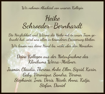 Traueranzeige von Heike Schroeder-Bernhardt von Eschwege