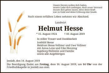 Traueranzeige von Helmut Hesse von Eschwege