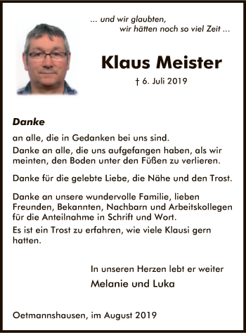 Traueranzeige von Klaus Meister von Eschwege