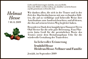 Traueranzeige von Helmut Hesse von Eschwege