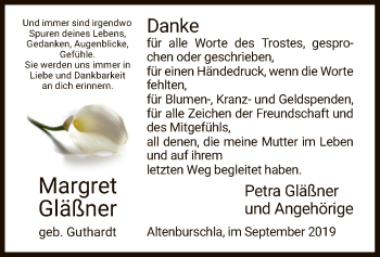 Traueranzeige von Margret Gläßner von Eschwege