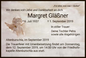 Traueranzeige von Margret Gläßner von Eschwege