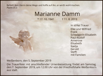 Traueranzeige von Marianne Damm von Eschwege