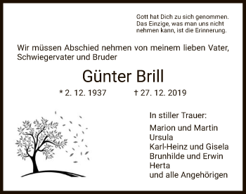 Traueranzeige von Günter Brill von Eschwege