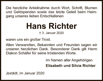 Traueranzeige von Hans Richter von Eschwege