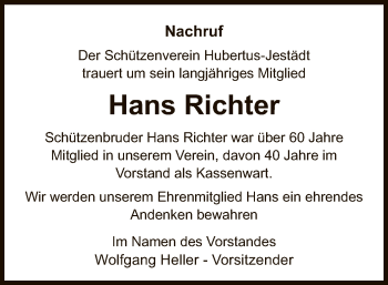 Traueranzeige von Hans Richter von Eschwege