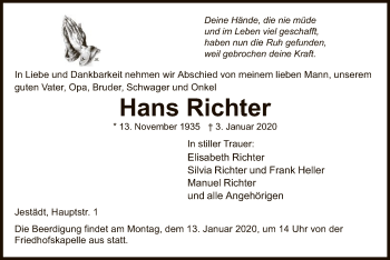 Traueranzeige von Hans Richter von Eschwege