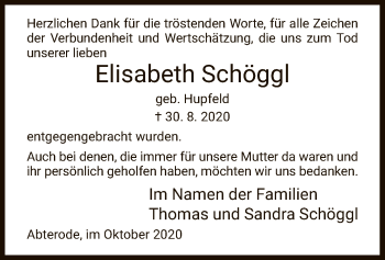 Traueranzeige von Elisabeth Schöggl von WRS