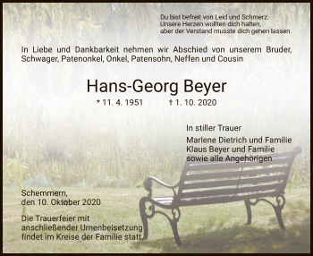 Traueranzeige von Hans-Georg Beyer von WRS