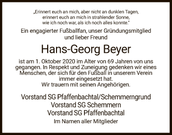 Traueranzeige von Hans-Georg Beyer von WRS