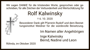 Traueranzeige von Rolf Kalwinsky von WRS