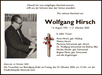 Traueranzeige von Wolfgang Hirsch von WRS