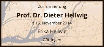 Traueranzeige von Dieter Hellwig von WRS