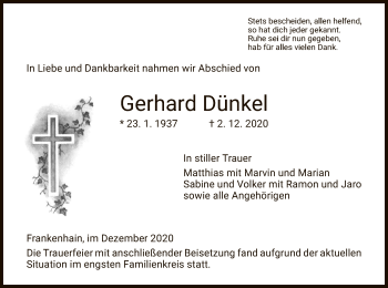 Traueranzeige von Gerhard Münkel von WRS