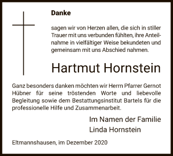 Traueranzeige von Hartmut Hornstein von WRS