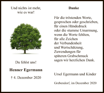 Traueranzeige von Henner Egermann von WRS