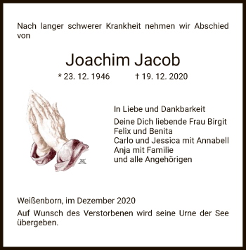 Traueranzeige von Joachim Jacob von WRS