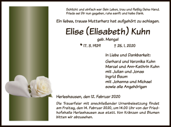 Traueranzeige von Elise Kuhn von Eschwege