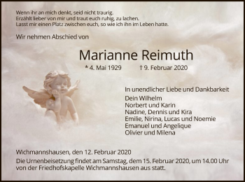 Traueranzeige von Marianne Reimuth von Eschwege