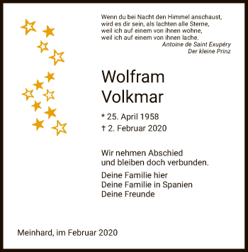 Traueranzeige von Wolfram Volkmar von Eschwege