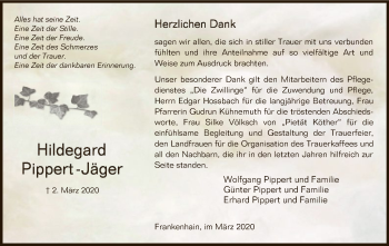 Traueranzeige von Hildegard Pippert-Jäger von Eschwege