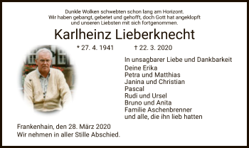 Traueranzeige von Karlheinz Lieberknecht von Eschwege