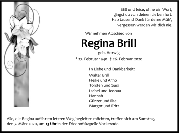 Traueranzeige von Regina Brill von Eschwege