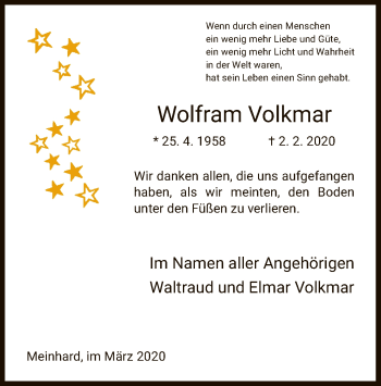 Traueranzeige von Wolfram Volkmar von Eschwege