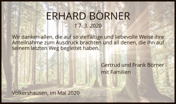 Traueranzeige von Erhard Börner von WRS